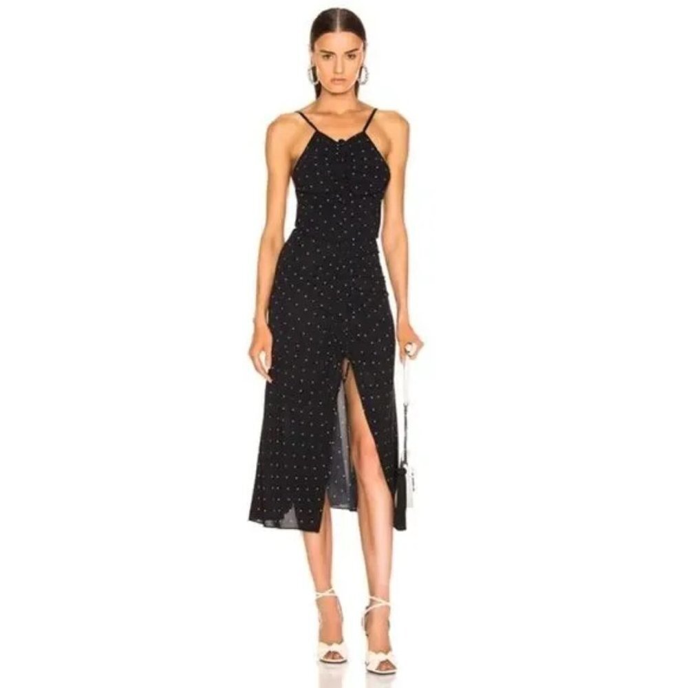 Alice McCall Oscar Ruched Polka Dot Midi‎ Dress Women's Size 6